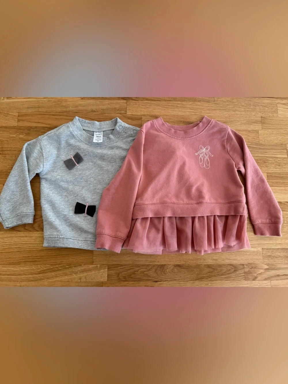 Carter's Pink Tulle-Hem Pullover and butterfly Grey sweater 18 M